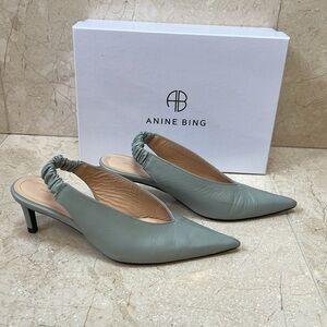 Anime Bing Leather Slingback Pumps in Cool Mint Colour